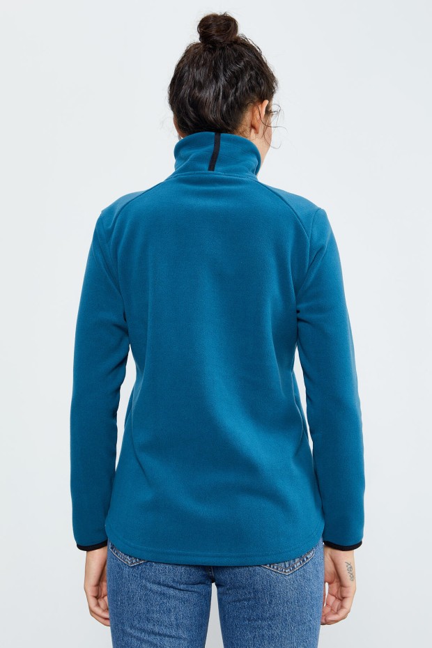 Zümrüt Dik Yaka Fermuarlı Rahat Form Kadın Polar Sweatshirt - 97173 - 7