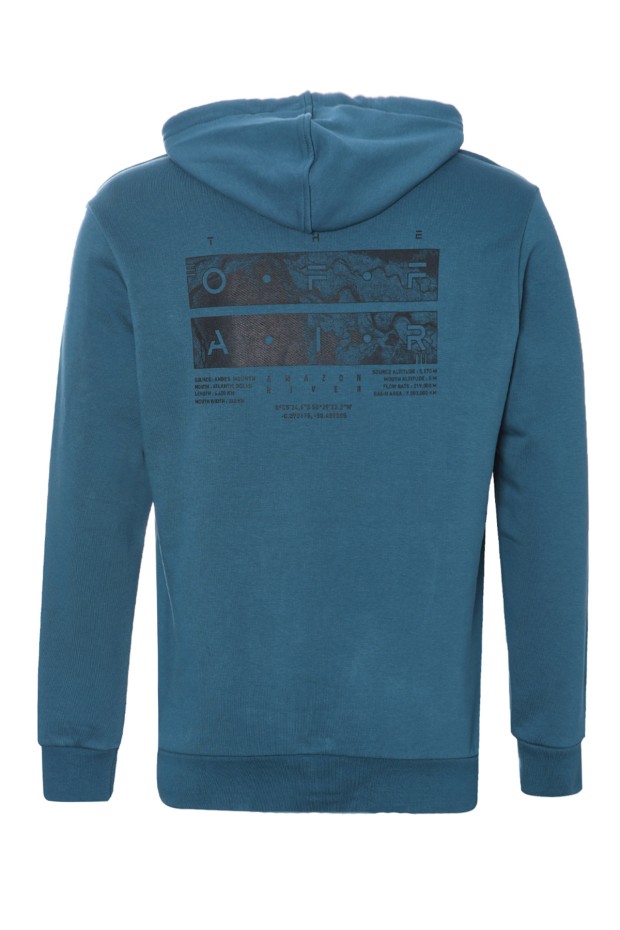 Zümrüt Ön ve Sırt Baskılı Kapüşonlu Rahat Form Erkek Sweatshirt - 88017