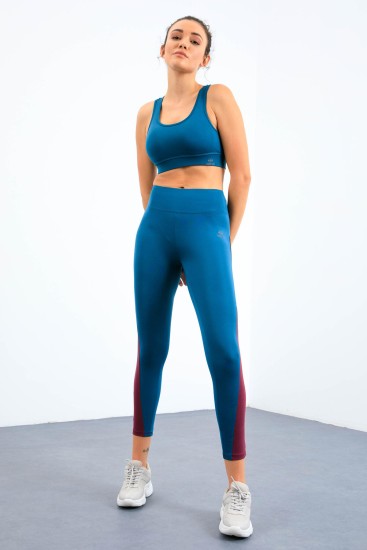 Zümrüt Üç Renkli Yüksel Bel Slim Fit Dar Paça Kadın Tayt - 94608 