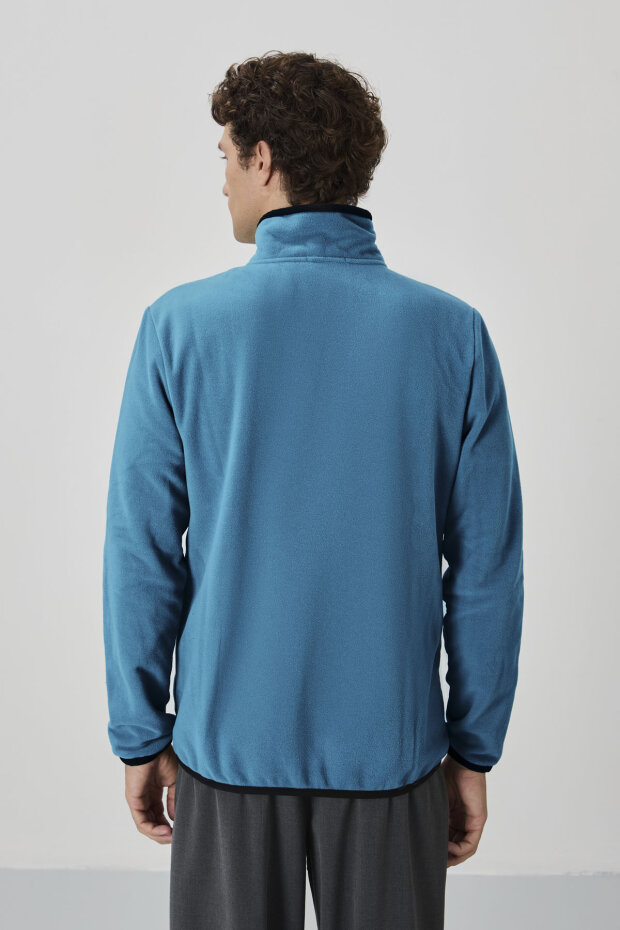 Zümrüt Yazı Nakışlı Dik Yaka Fermuarlı Standart Kalıp Erkek Sweatshirt Polar - 87992 - 5