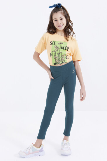 Zümrüt Yüksek Bel Dar Paça Kız Çocuk Tayt - 75047 - TOMMYLIFE (1)