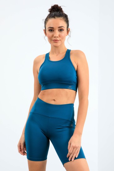 Zümrüt Yüksek Bel Toparlayıcı Slim Fit Büstiyer Biker Kadın Tayt Takım - 95303 