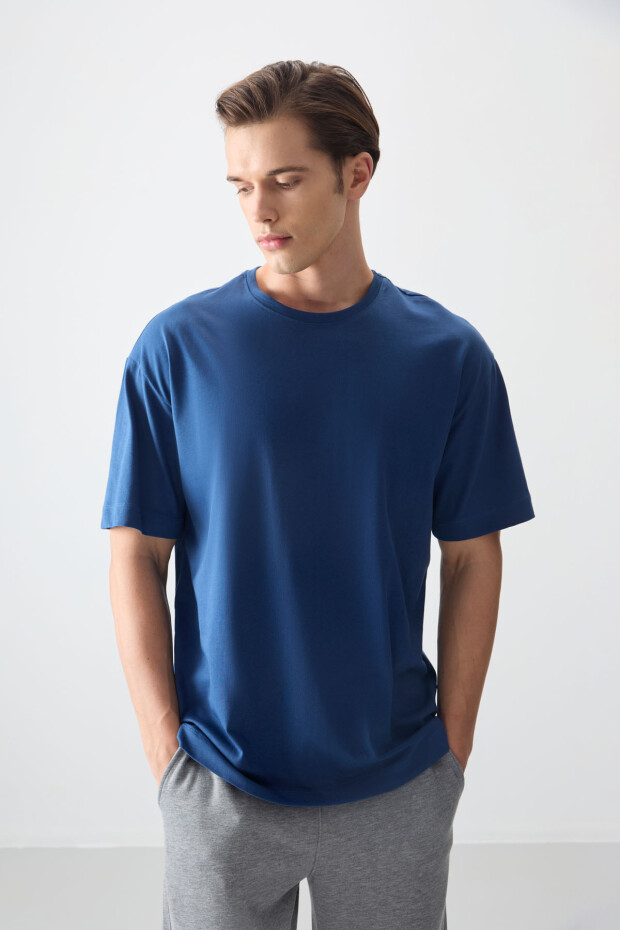 Parlament %100 Pamuk Kalın Yumuşak Dokulu Oversize Fit Basic Erkek T-Shirt - 88353 - 3