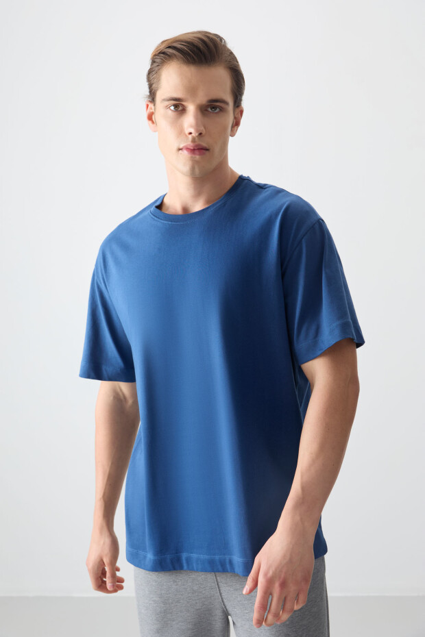 Parlament %100 Pamuk Kalın Yumuşak Dokulu Oversize Fit Basic Erkek T-Shirt - 88353 - 4