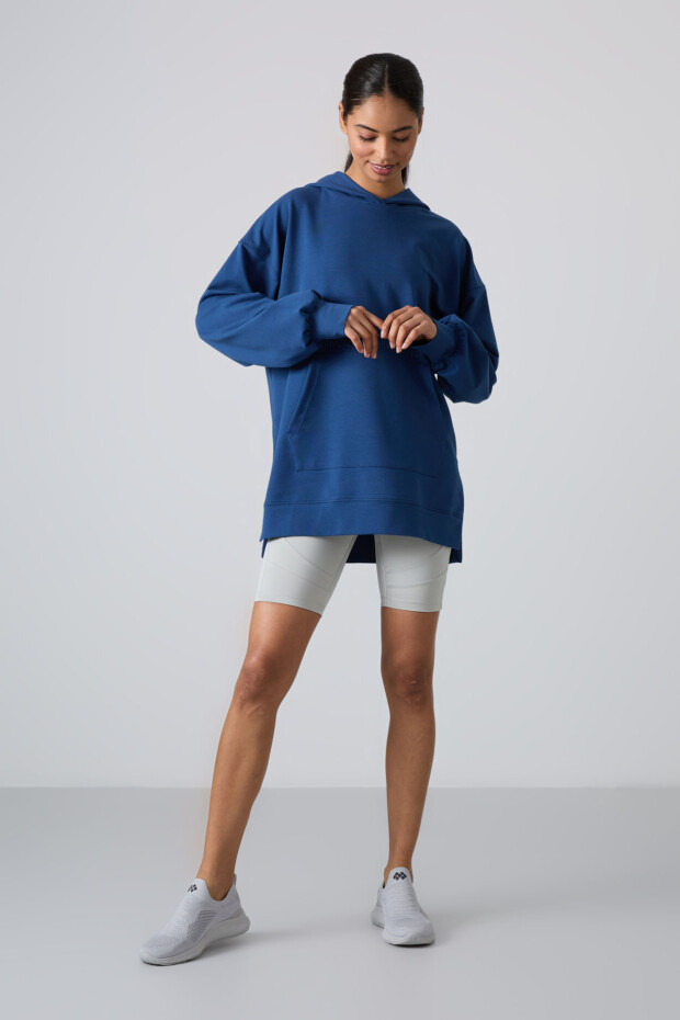 Parlament Balon Kol Yazı Nakışlı Kadın Rahat Form Tunik Sweatshirt - 97163 - 2