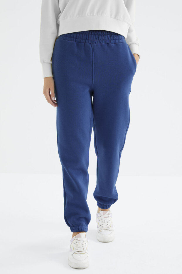 Parlament Yüksek Bel Şardonlu 3 İplik Pamuklu Basic Kadın Eşofman Alt - 94624 - 2