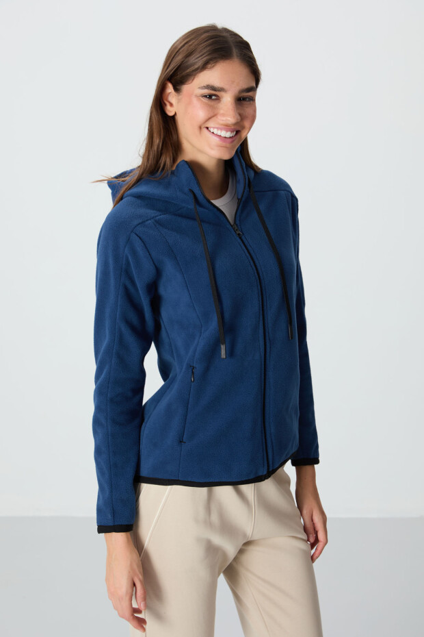 Parlament Kalın Yumuşak Dokulu Kapüşonlu Standart Fit Nakışlı Polar Kadın Sweatshirt -97287 - 3