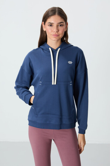Parlament Kompakt Pamuklu Kalın Pürüzsüz Dokulu Kapüşonlu Oversize Fit Kadın Sweatshirt - 97291 