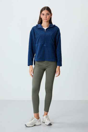 Parlament Kalın Yumuşak Dokulu Kapüşonlu Oversize Nakışlı Polar Kadın Sweatshirt -97286 - TOMMYLIFE (1)