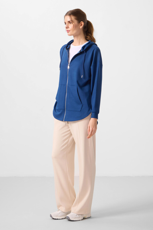 Parlament Yumuşak Dokulu Kapüşonlu Oversize Kadın Tunik Sweatshirt - 97302 - 4