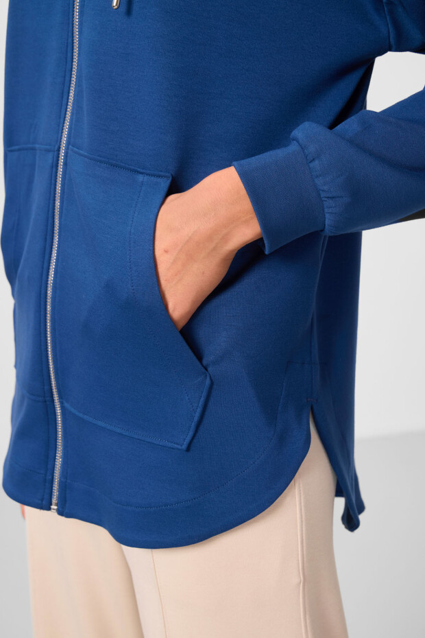 Parlament Yumuşak Dokulu Kapüşonlu Oversize Kadın Tunik Sweatshirt - 97302 - 3