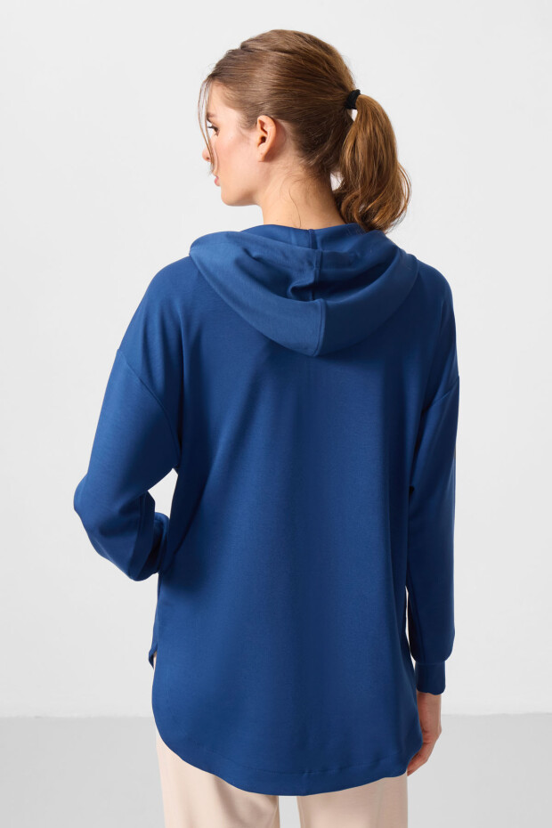 Parlament Yumuşak Dokulu Kapüşonlu Oversize Kadın Tunik Sweatshirt - 97302 - 6