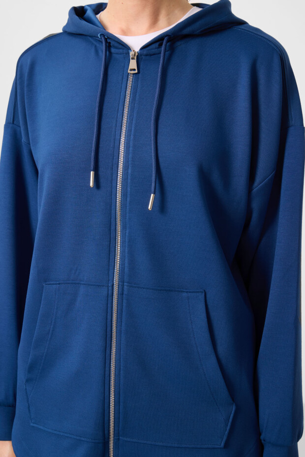 Parlament Yumuşak Dokulu Kapüşonlu Oversize Kadın Tunik Sweatshirt - 97302 - 5