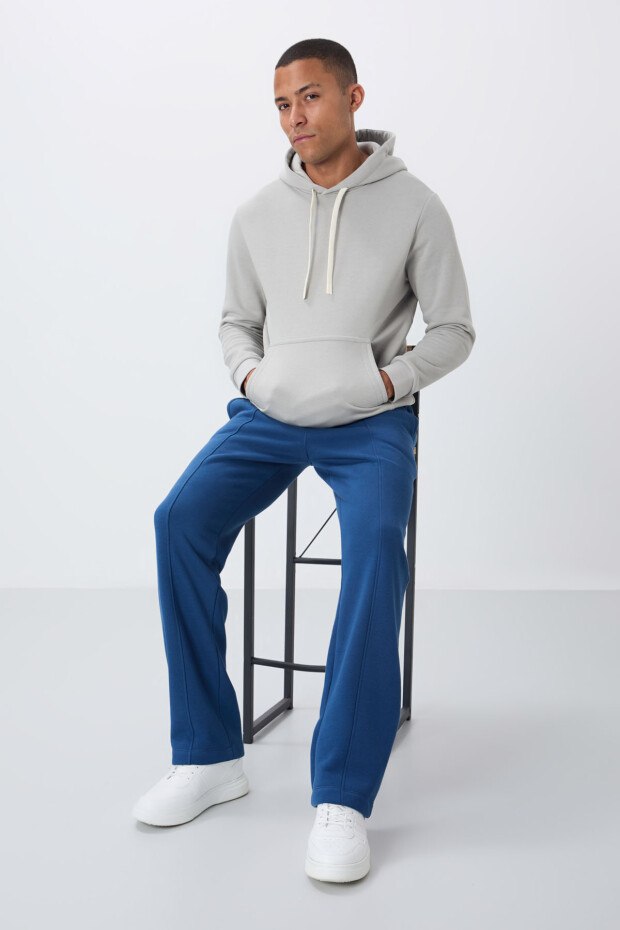 Parlament Pamuklu Kalın İçi Tüylü Yumuşak Dokulu Oversize Nakışlı Erkek Eşofman Altı -82146 - 5