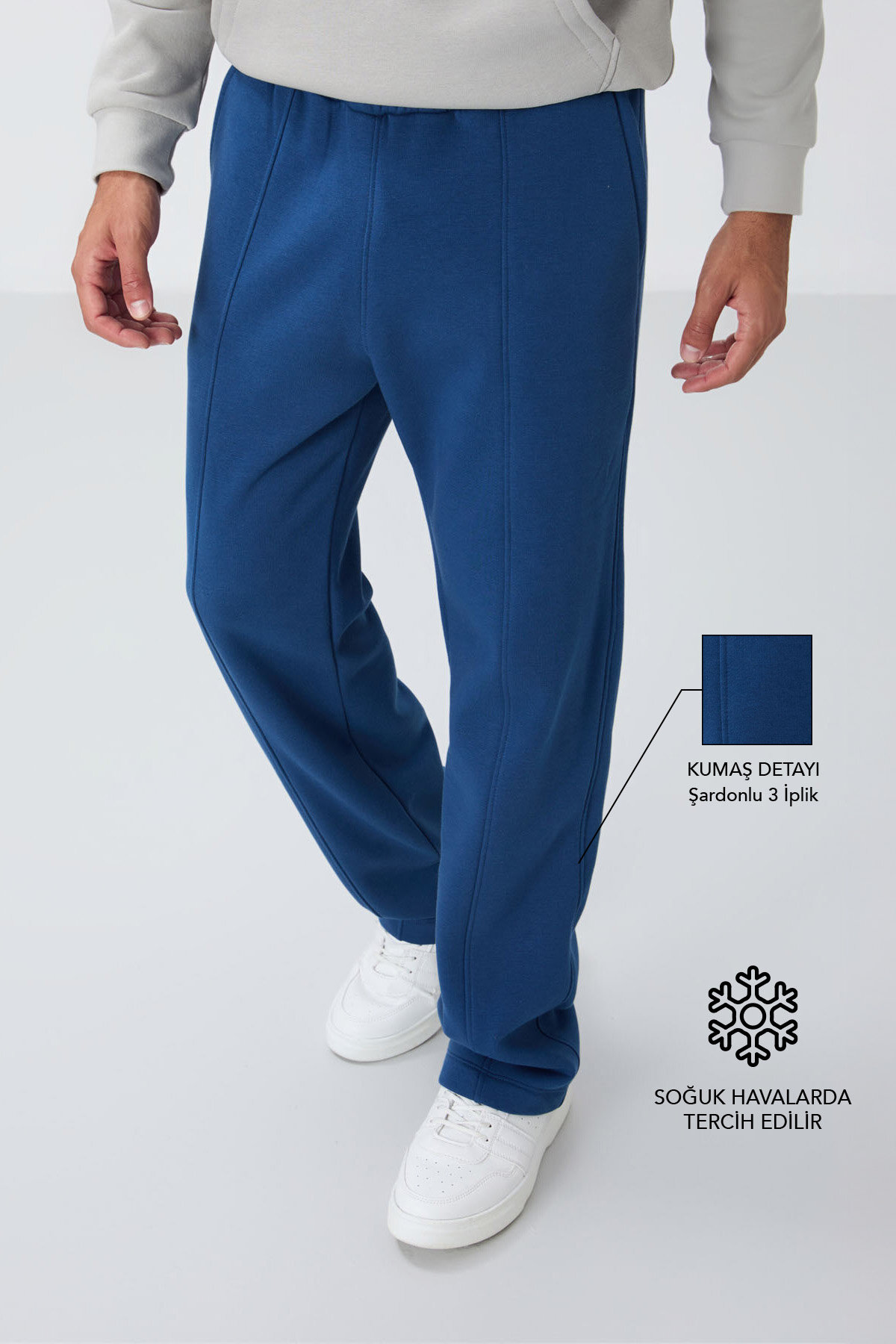 Parlament Pamuklu Kalın İçi Tüylü Yumuşak Dokulu Oversize Nakışlı Erkek Eşofman Altı -82146 - TOMMYLIFE