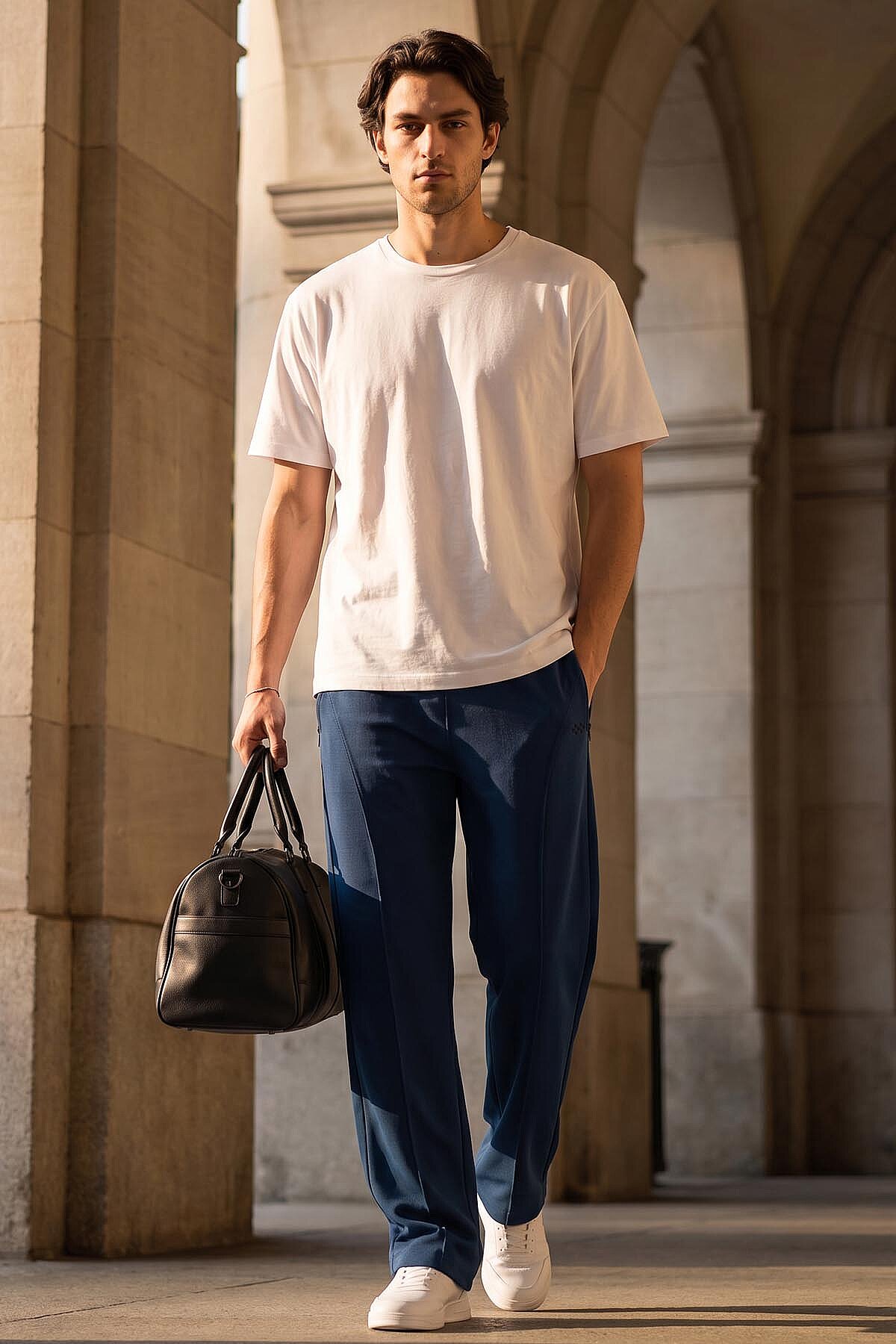 Parlament Yüzeyi Dokulu Standart Fit Palazzo Erkek Pantolon - 82171 - TOMMYLIFE