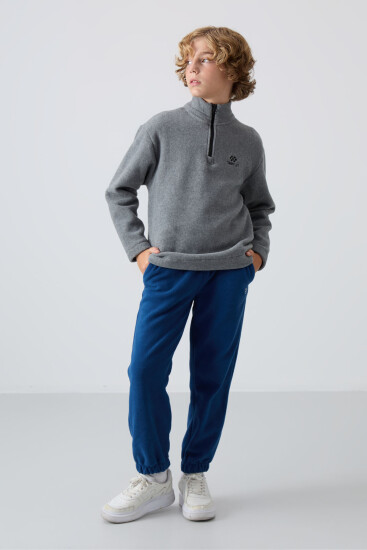 Parlament Kalın Yumuşak Dokulu Standart Fit Nakışlı Polar Erkek Çocuk Eşofman Alt - 11220 - TOMMYLIFE