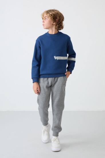 Parlament Pamuklu Kalın İçi Tüylü Yumuşak Dokulu Standart Fit Baskılı Erkek Çocuk Sweatshirt - 11238 - TOMMYLIFE (1)