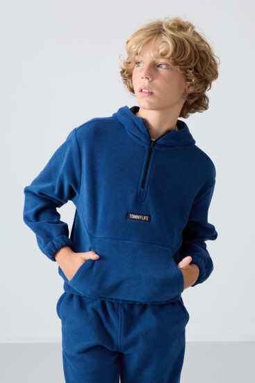 Parlament Kalın Yumuşak Dokulu Standart Fit Nakışlı Polar Erkek Çocuk Sweatshirt - 11230 