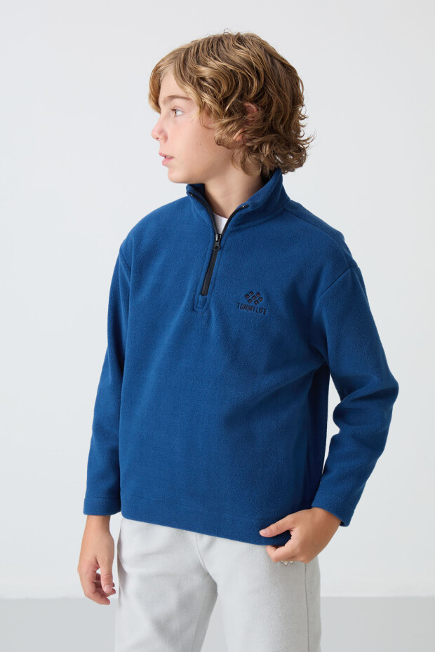 Parlament Kalın Yumuşak Dokulu Standart Fit Nakışlı Polar Erkek Çocuk Sweatshirt - 11221 - 4