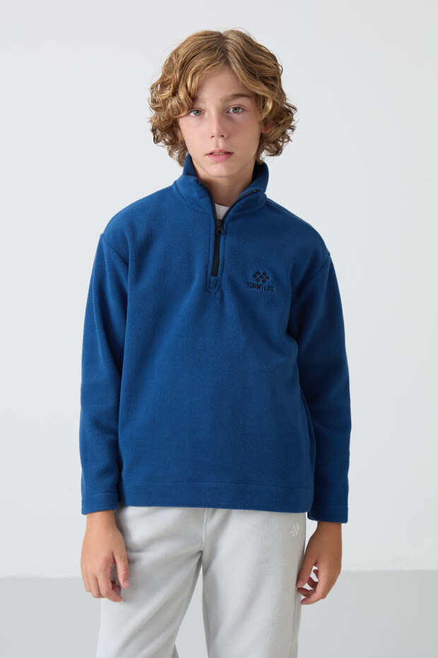 Parlament Kalın Yumuşak Dokulu Standart Fit Nakışlı Polar Erkek Çocuk Sweatshirt - 11221 - 1