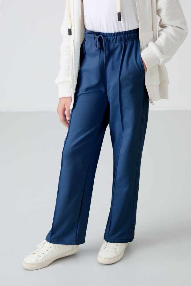 Parlament Cepli Ön Dikiş Detaylı Geniş Paça Kız Çocuk Eşofman Altı -75144 - 3