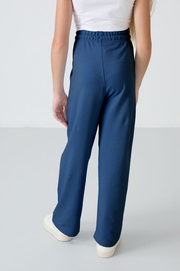 Parlament Cepli Ön Dikiş Detaylı Geniş Paça Kız Çocuk Eşofman Altı -75144 - 6