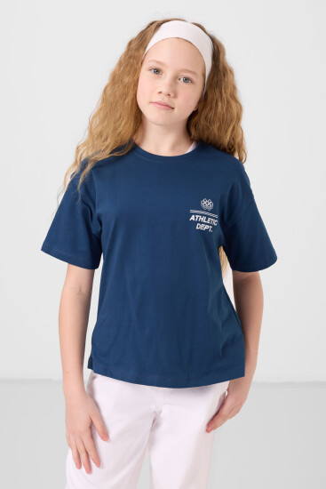 Parlament Pamuklu O Yaka Oversize Fit Baskılı Kız Çocuk T-Shirt - 75178 - Thumbnail