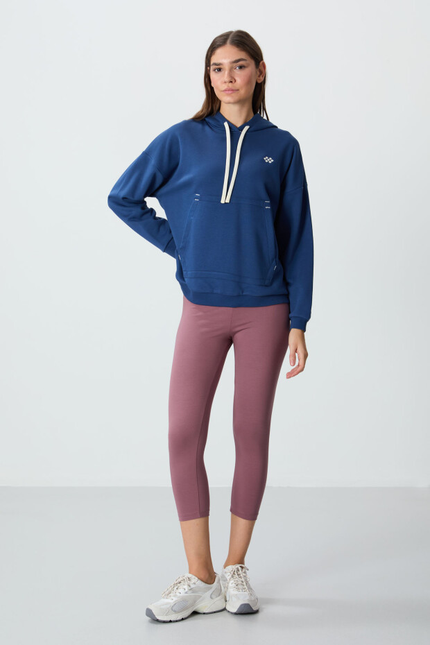 Parlament Kompakt Pamuklu Kalın Pürüzsüz Dokulu Kapüşonlu Rahat Form Fit Kadın Sweatshirt - 97291 - 4