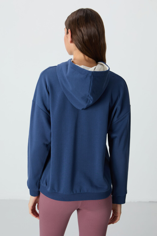 Parlament Kompakt Pamuklu Kalın Pürüzsüz Dokulu Kapüşonlu Rahat Form Fit Kadın Sweatshirt - 97291 - 6