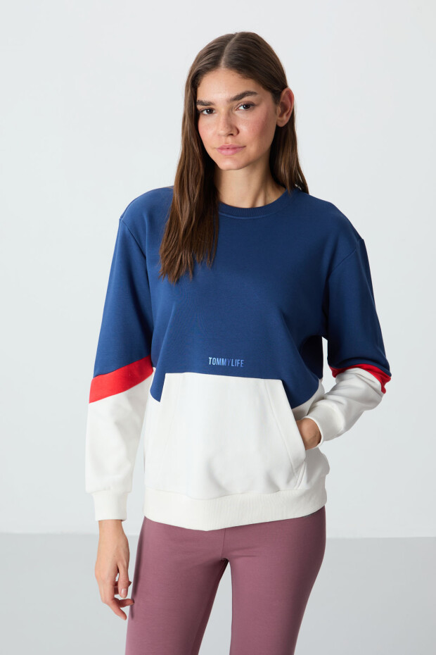 Parlament Kompakt Pamuklu Kalın Pürüzsüz Dokulu O Yaka Standart Kalıp Kadın Sweatshirt - 97289 - 1
