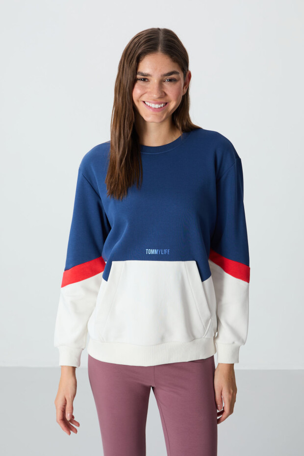 Parlament Kompakt Pamuklu Kalın Pürüzsüz Dokulu O Yaka Standart Kalıp Kadın Sweatshirt - 97289 - 4