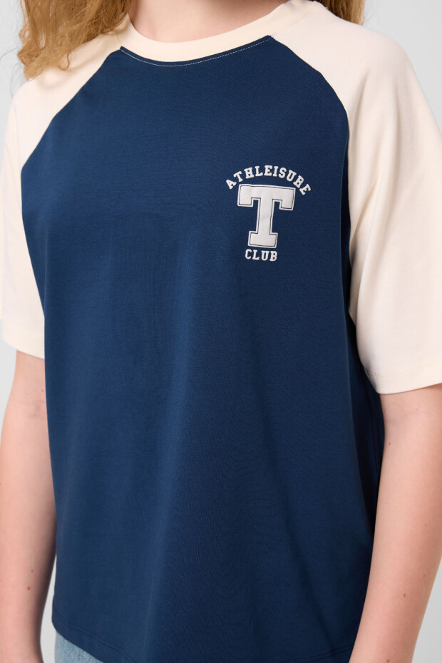 Parlament O Yaka Pamuklu Baskılı Rahat Form Fit Kız Çocuk T-Shirt - 75179 - 6