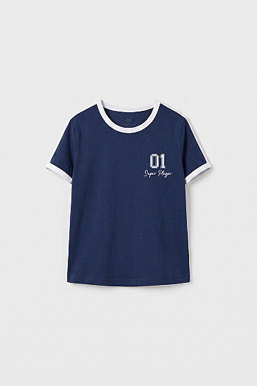 Parlament Omuz Biye Detaylı Baskılı Kız Çocuk T-Shirt - 75181 