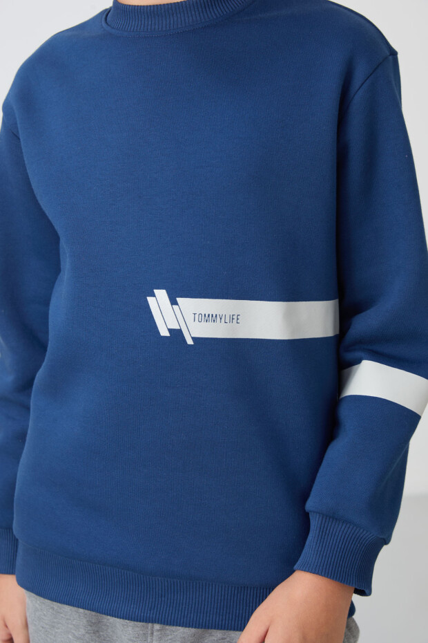 Parlament Pamuklu Kalın İçi Tüylü Yumuşak Dokulu Standart Fit Baskılı Erkek Çocuk Sweatshirt - 11238 - 3