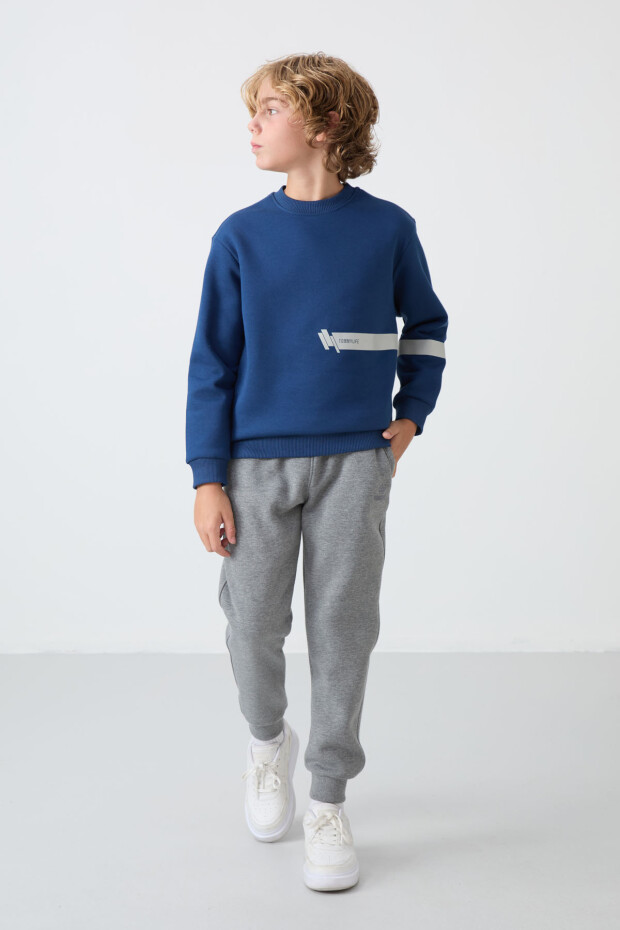 Parlament Pamuklu Kalın İçi Tüylü Yumuşak Dokulu Standart Fit Baskılı Erkek Çocuk Sweatshirt - 11238 - 2