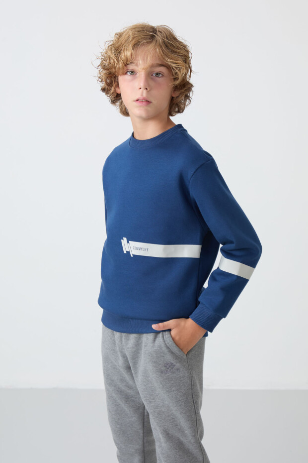 Parlament Pamuklu Kalın İçi Tüylü Yumuşak Dokulu Standart Fit Baskılı Erkek Çocuk Sweatshirt - 11238 - 1