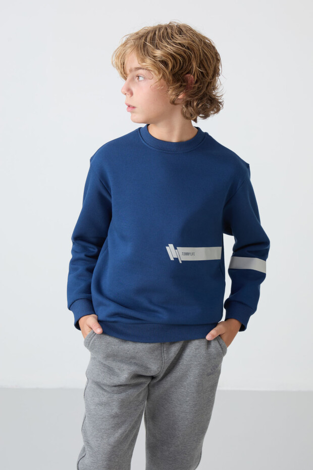 Parlament Pamuklu Kalın İçi Tüylü Yumuşak Dokulu Standart Fit Baskılı Erkek Çocuk Sweatshirt - 11238 - 4