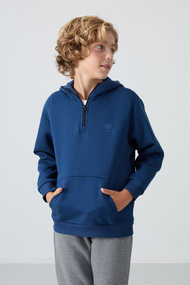 Parlament Pamuklu Kalın İçi Tüylü Yumuşak Dokulu Standart Fit Nakışlı Erkek Çocuk Sweatshirt - 11244 - 1