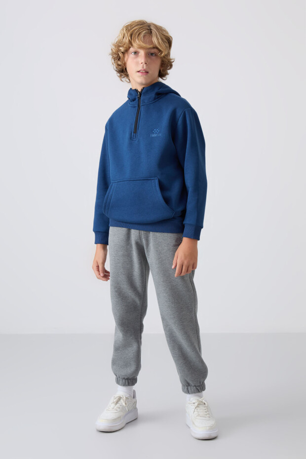 Parlament Pamuklu Kalın İçi Tüylü Yumuşak Dokulu Standart Fit Nakışlı Erkek Çocuk Sweatshirt - 11244 - 3