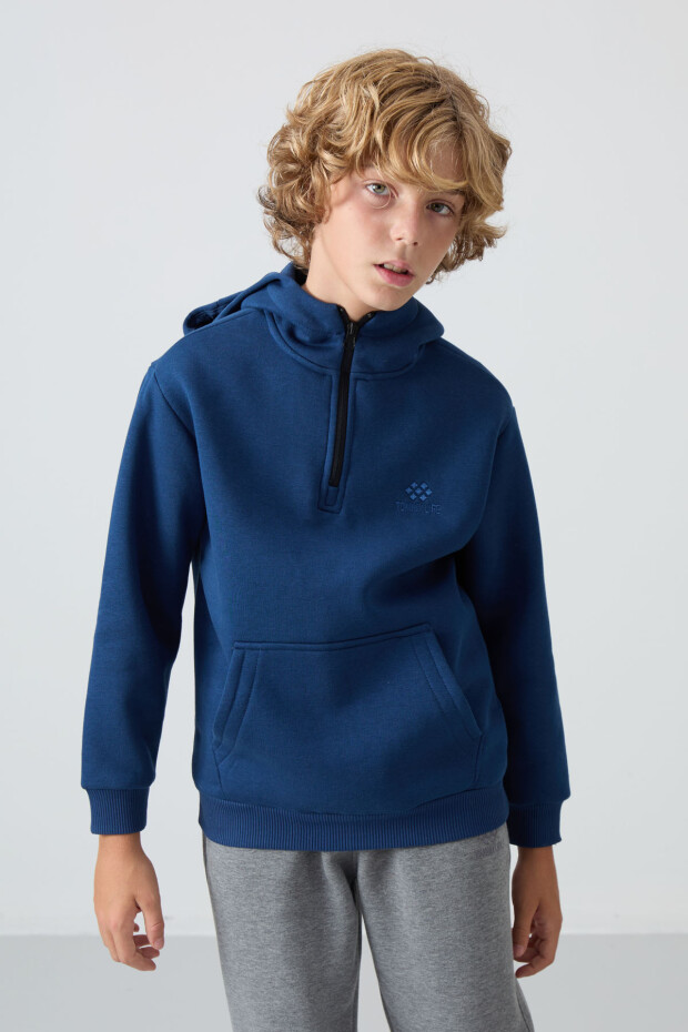 Parlament Pamuklu Kalın İçi Tüylü Yumuşak Dokulu Standart Fit Nakışlı Erkek Çocuk Sweatshirt - 11244 - 4