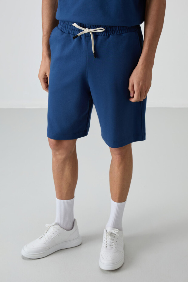 Parlament Pamuklu Kalın Yumuşak Dokulu Oversize Fit Basic Erkek Şort Takım - 85249 - 5