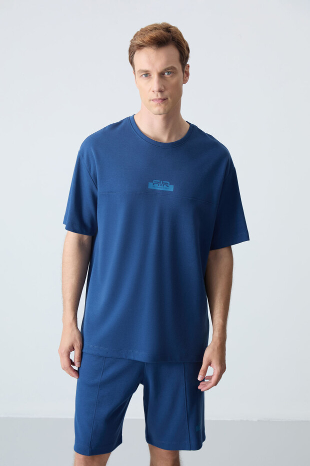 Parlament Pamuklu Kalın Yumuşak Dokulu Oversize Fit Basic Erkek Şort Takım - 85259 - 6