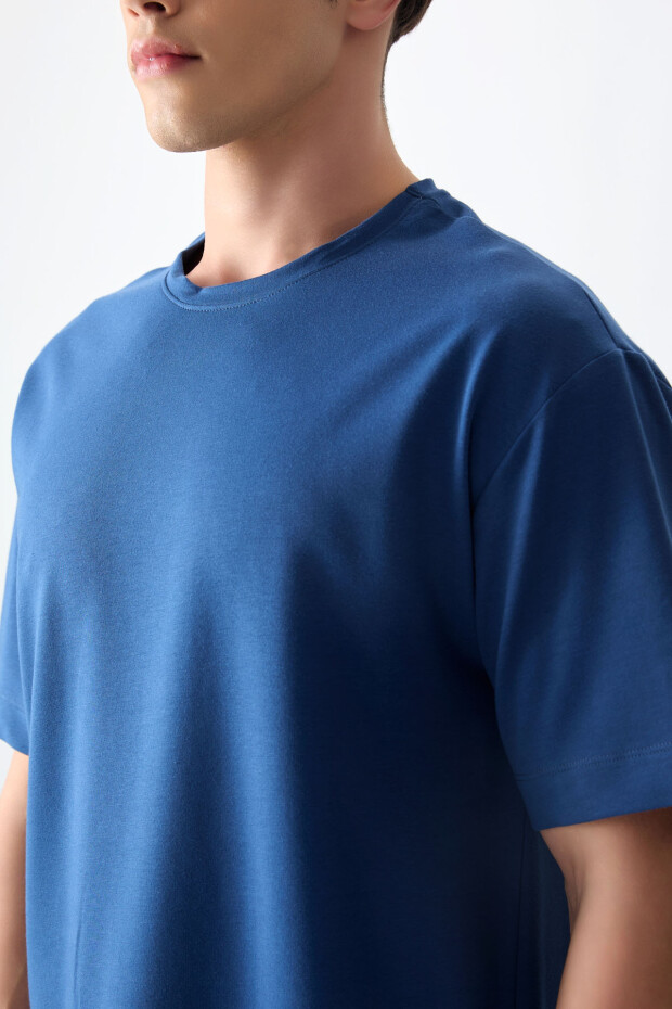 Parlament Pamuklu Kalın Yumuşak Dokulu Oversize Fit Basic Erkek T-Shirt - 88377 - 4