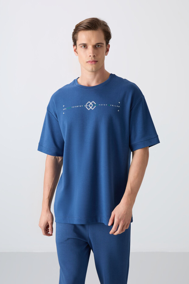 Parlament Pamuklu Kalın Yumuşak Dokulu Oversize Fit Baskılı Erkek T-Shirt - 88323 - 1