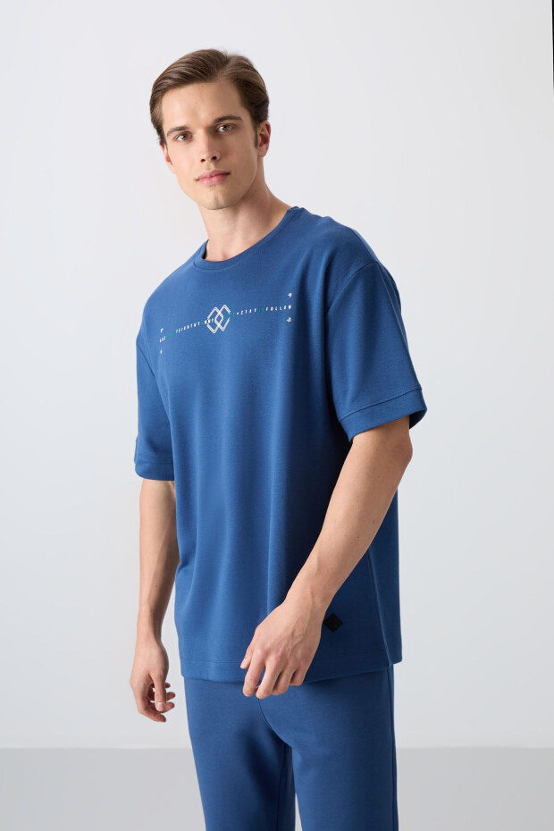 Parlament Pamuklu Kalın Yumuşak Dokulu Oversize Fit Baskılı Erkek T-Shirt - 88323 - 4