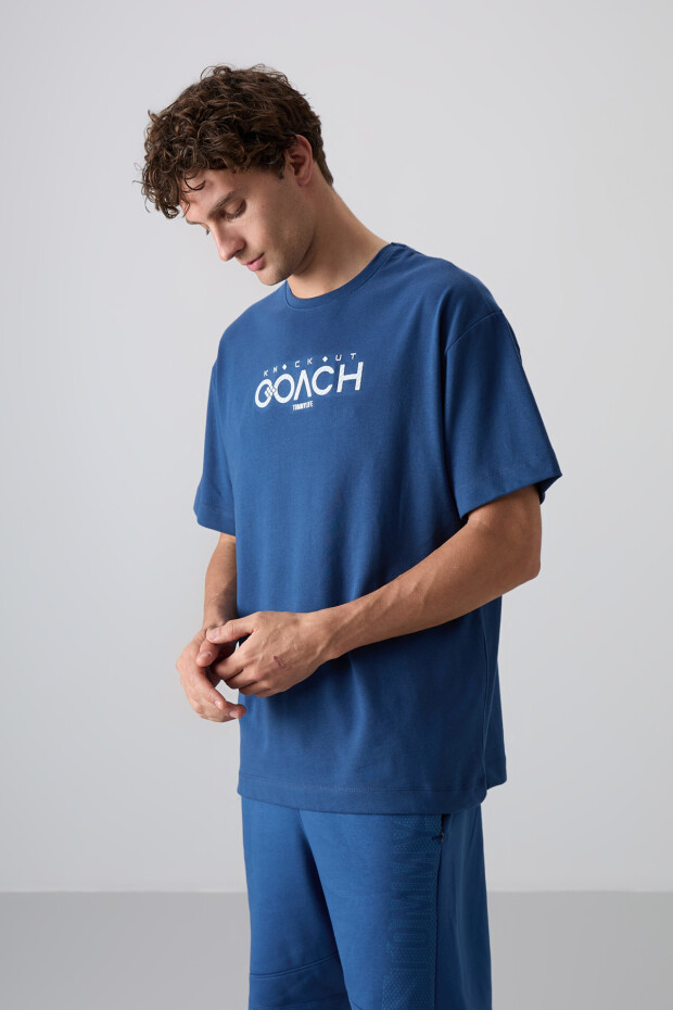Parlament Pamuklu Kalın Yumuşak Dokulu Oversize Fit Baskılı Erkek T-Shirt - 88329 - 4