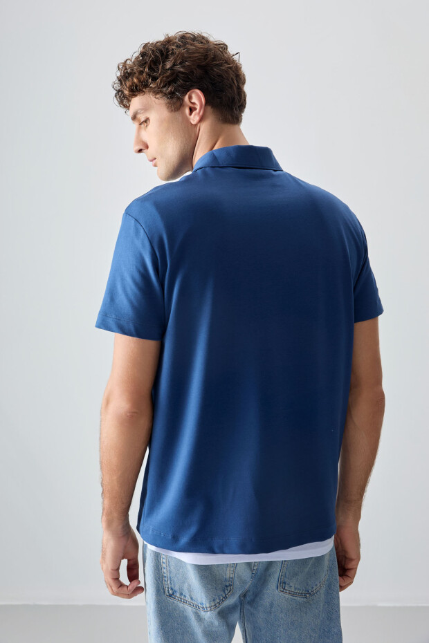 Parlament Pamuklu Kalın Yumuşak Dokulu Polo Yaka Oversize Fit Basic Erkek T- Shirt - 88381 - 5