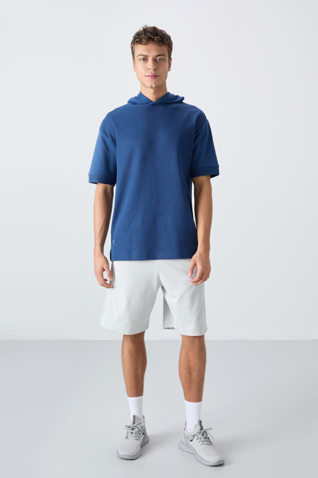 Parlament Pamuklu Kalın Yüzeyi Dokulu Oversize Fit Basic Erkek T-Shirt - 88335 - 2