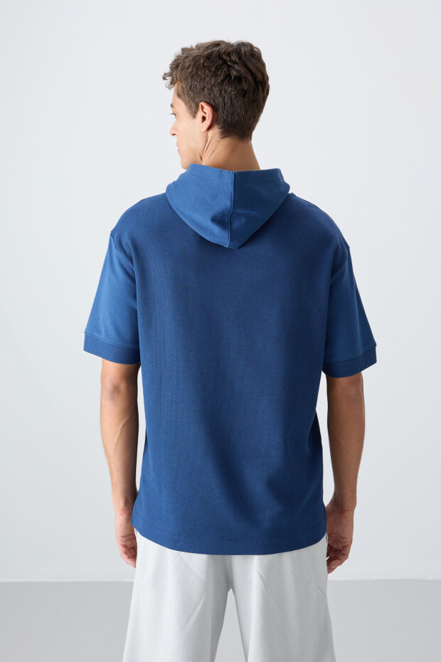 Parlament Pamuklu Kalın Yüzeyi Dokulu Oversize Fit Basic Erkek T-Shirt - 88335 - 5